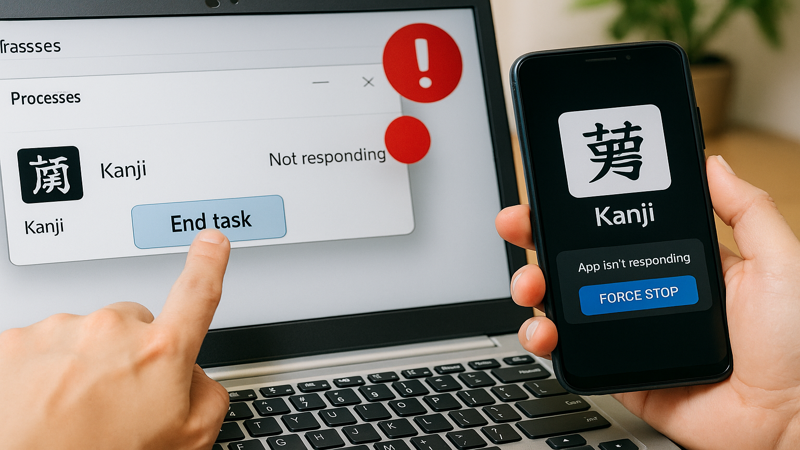 2.漢字でGOが閉じない・強制終了が必要な場合の対処法