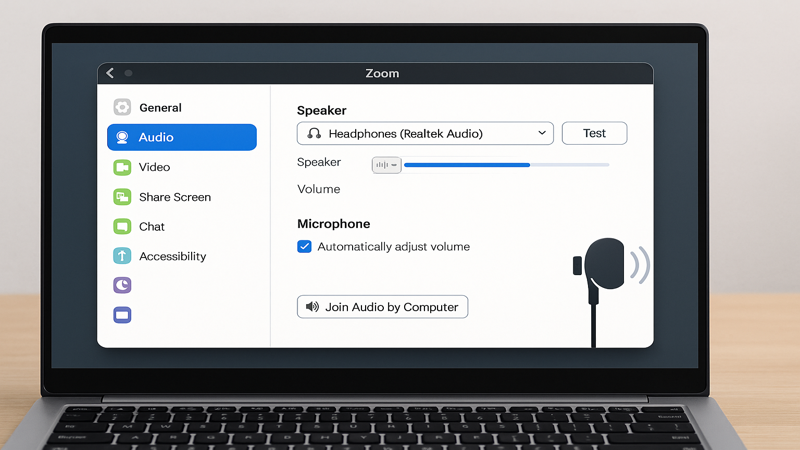 2.Zoomアプリ内のオーディオ設定を確認して解決する方法