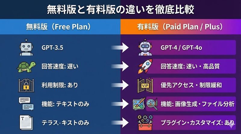 2.無料版と有料版の違いを徹底比較
