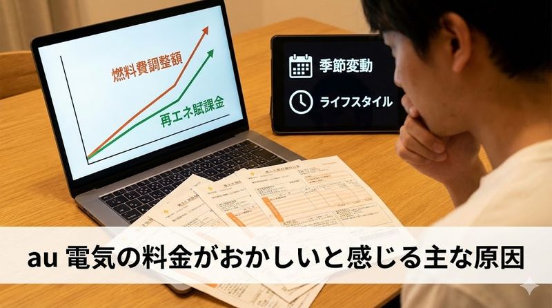 1.au 電気の料金がおかしいと感じる主な原因