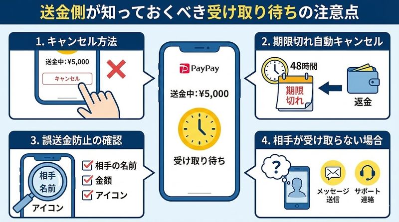 4.送金側が知っておくべき受け取り待ちの注意点