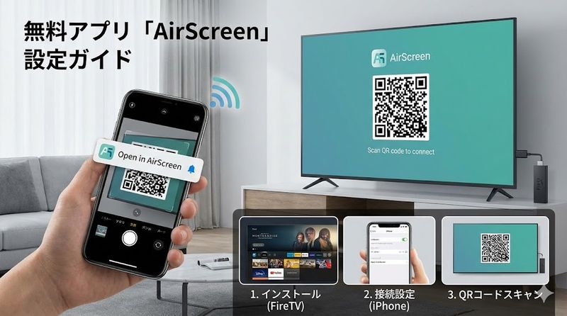 2.無料アプリ「AirScreen」でミラーリングする方法