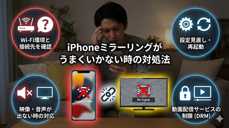 4.iPhoneミラーリングがうまくいかない時の対処法