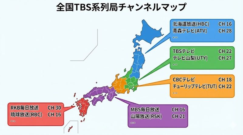 2.全国のTBS系列局のチャンネル一覧