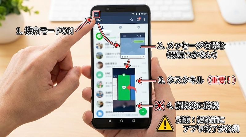 3. 機内モードで既読をつけずに読む方法