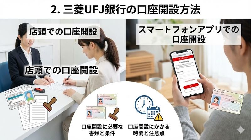 2.三菱UFJ銀行の口座開設方法