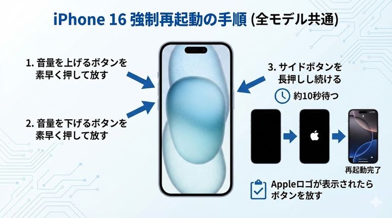 2.iPhone16の強制再起動の手順を詳しく解説