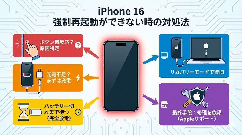 3.iPhone16の強制再起動ができない時の対処法
