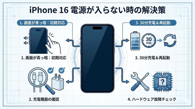 4.iPhone16で電源が入らない時の解決策