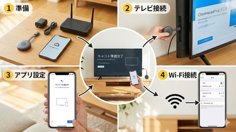 2.クロームキャストの初期設定と接続方法