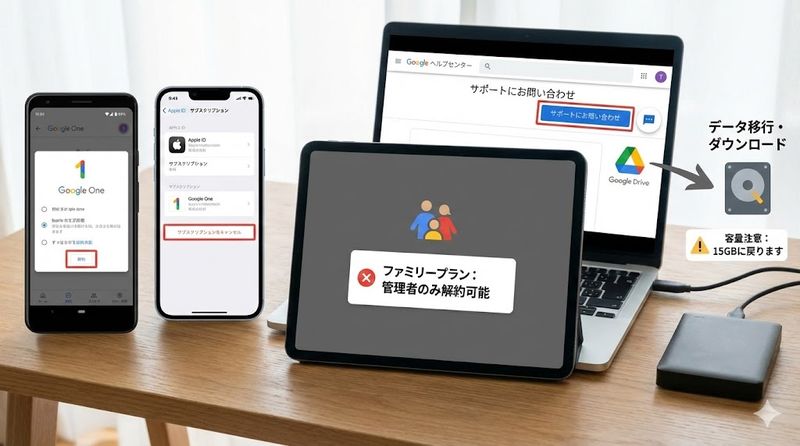 5.グーグルワンの解約方法と解約時の注意点