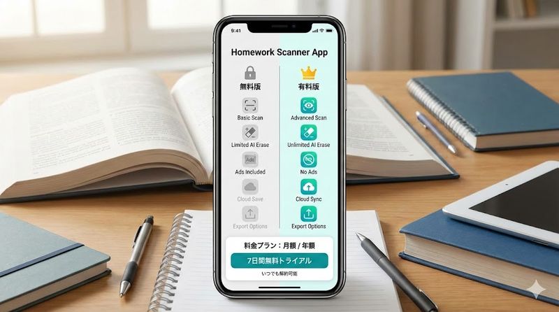 2.宿題スキャナー無料版と有料版の違いを徹底比較