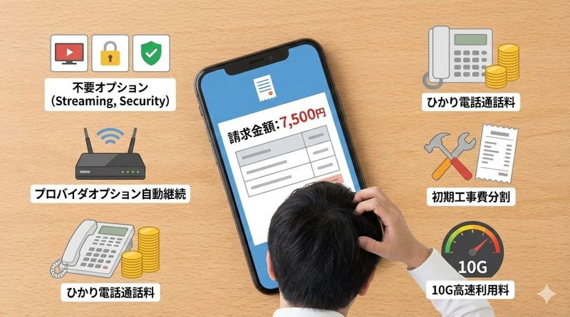 2.auひかりの請求額が7000円超えになる主な原因