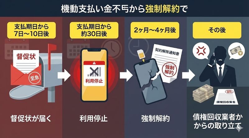 3.支払い遅れから強制解約までの流れ
