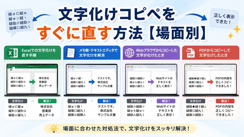 2. 文字化けコピペをすぐに直す方法【場面別】
