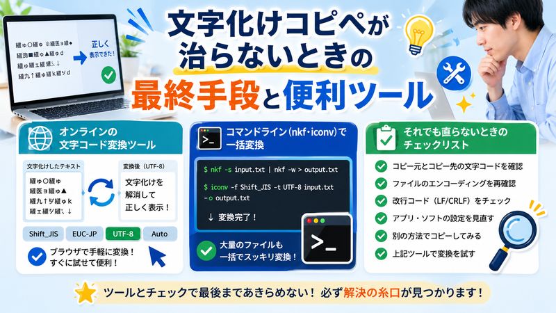 4. 文字化けコピペが治らないときの最終手段と便利ツール