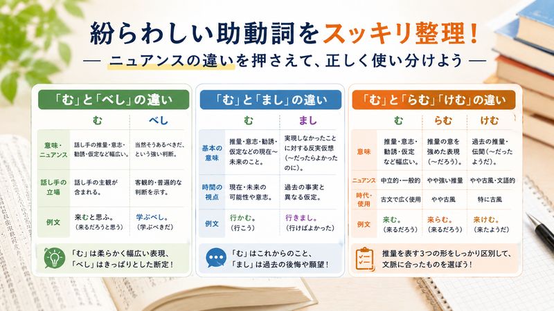 4.「む」と紛らわしい助動詞との違いをスッキリ整理