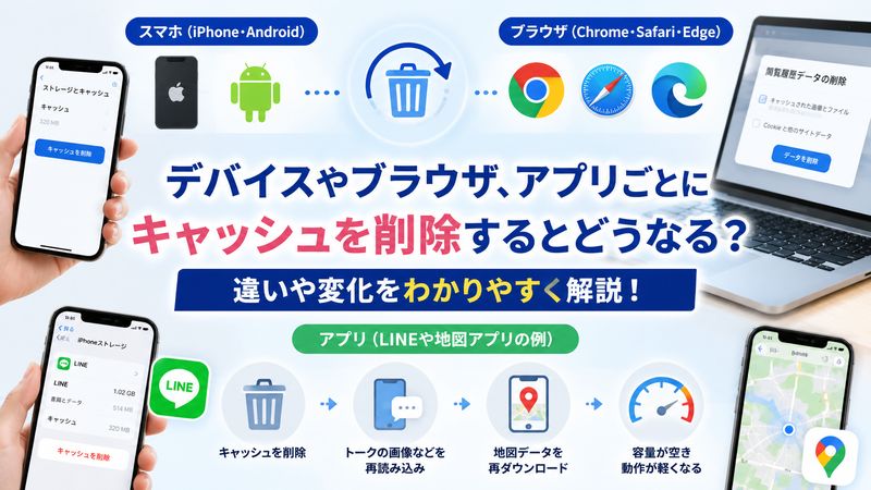 2. デバイス・ブラウザ別にキャッシュを削除するとどうなるか