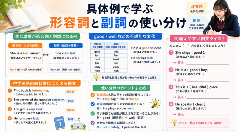 3.具体例で学ぶ形容詞と副詞の使い分け