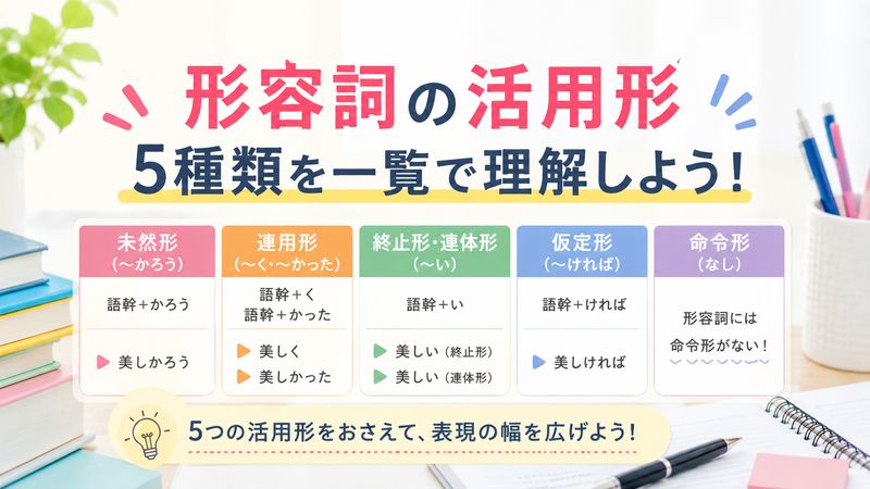 2.形容詞の活用形5種類を一覧で理解する