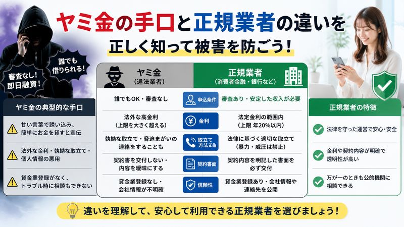 3.ヤミ金の典型的な手口と正規業者との違いを知る