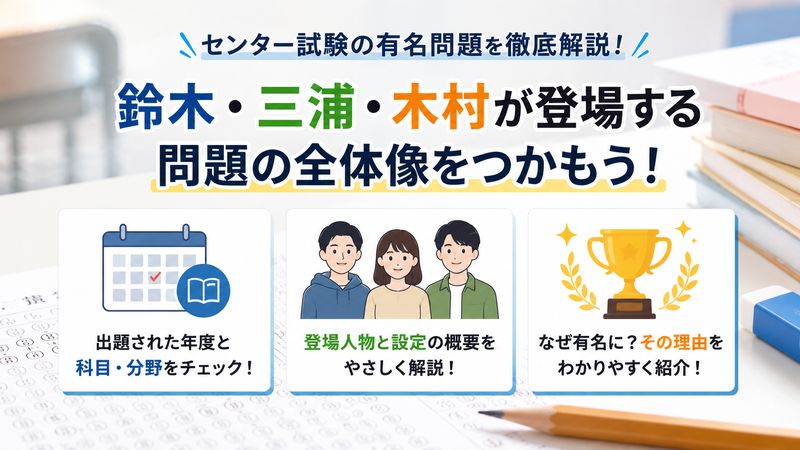 1.「鈴木・三浦・木村」のセンター試験問題とは？まず全体像を把握しよう