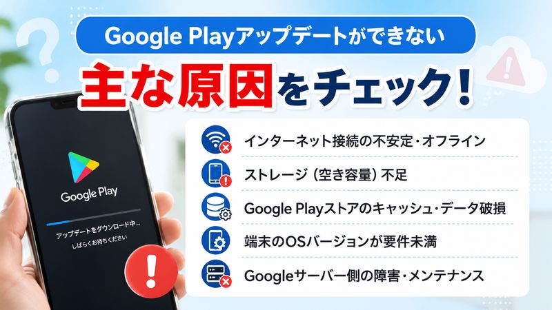 1.Google Playアップデートができない主な原因