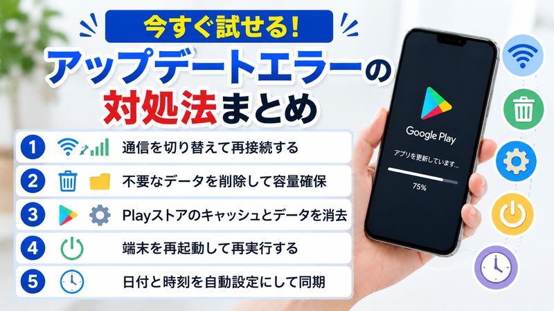 2.今すぐ試せるアップデートエラーの対処法