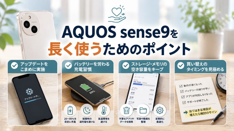 3.AQUOS sense9を長く使うためのポイント