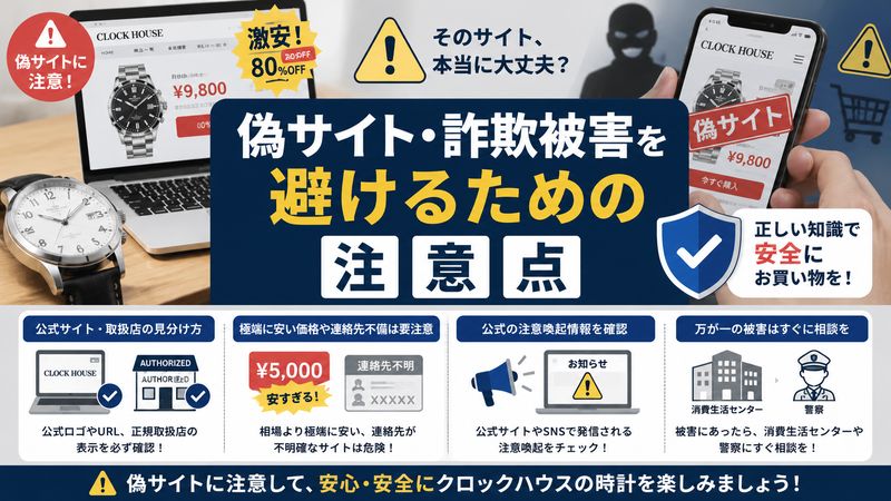3.クロックハウスの偽サイト・詐欺被害を避けるための注意点