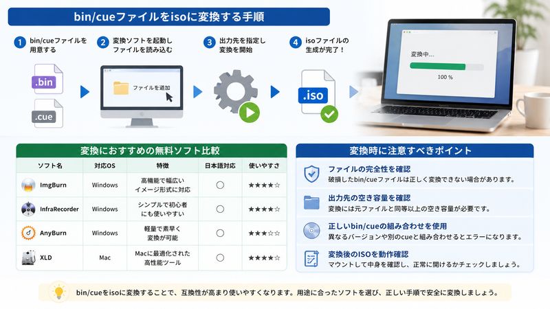3.binファイルをisoファイルに変換する方法
