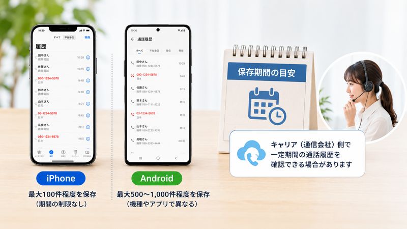 3.着信履歴の保存件数・保存期間はどれくらい?