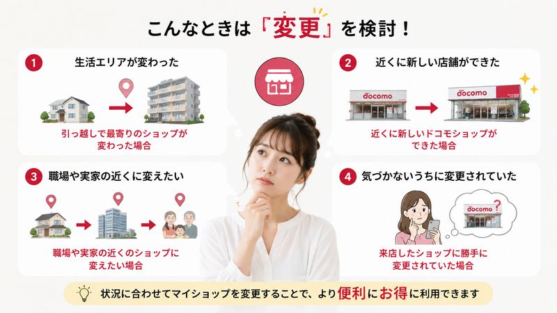 3.マイショップを変更したくなる主なケースと対処法